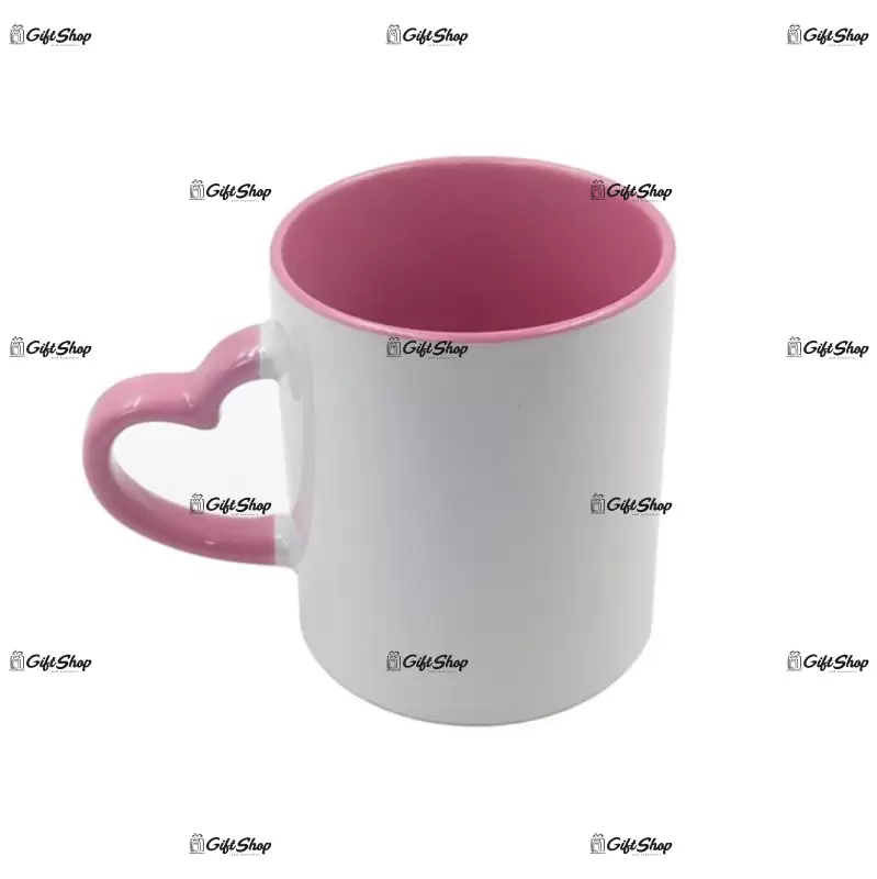 . cana ceramica colorata interior si maner inima, personalizata